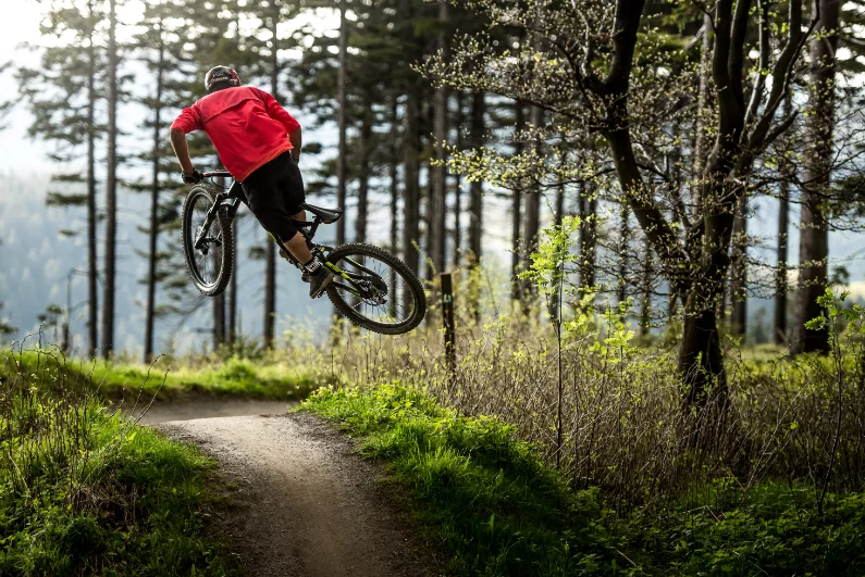 Mountainbiker auf der Downhillstrecke in Willingen